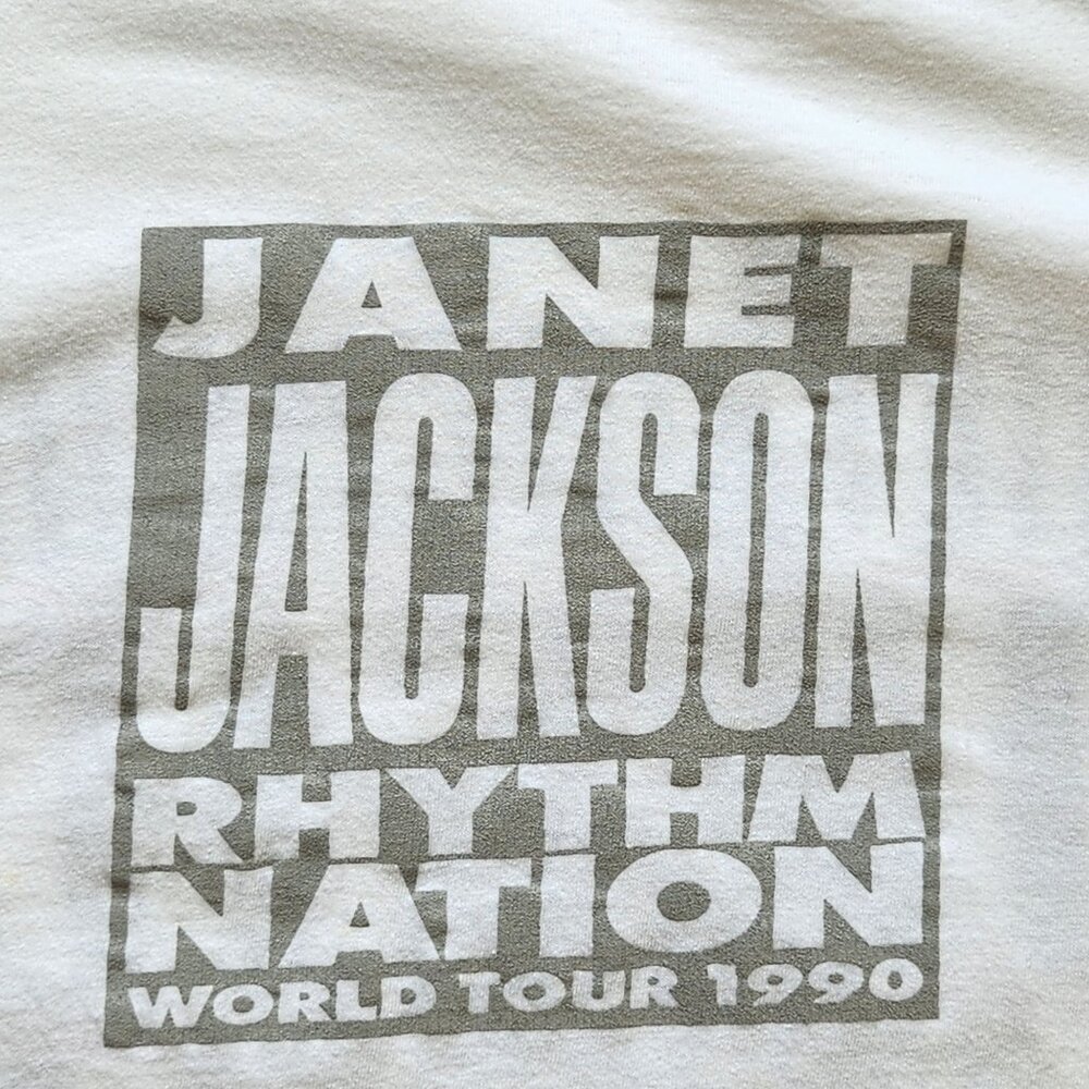 RARE Janet Jackson Rhythm Nation 1990 World Tour Vintage Tee Screen Stars Band - Picture 5 of 13